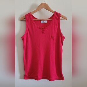 Vintage Favorites Logo Embroidered Cotton Blend Tank Top, Women's L, Red